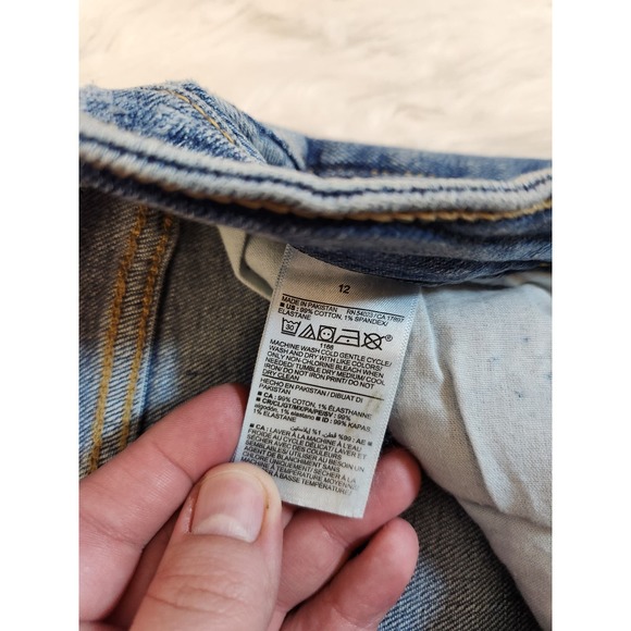 Old Navy Women's Blue High Rise Cotton Distressed Curvy Straight Leg Jeans Sz 12 - Picture 4 of 7